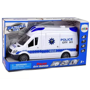 LEAN TOYS Interaktyvus policijos radijo automobilis su šviesos ir garso efektais, atsidarančiomis durelėmis