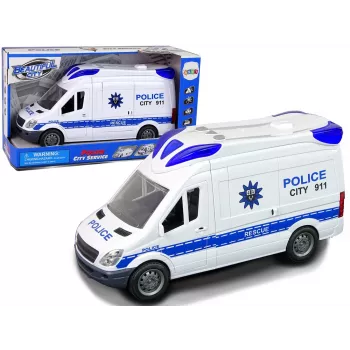 LEAN TOYS Interaktyvus policijos radijo automobilis su šviesos ir garso efektais, atsidarančiomis durelėmis