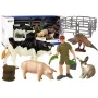 LEAN TOYS Didelis ūkio gyvūnų figūrėlių rinkinys + ūkininkas ir sodyba, 10 vienetų