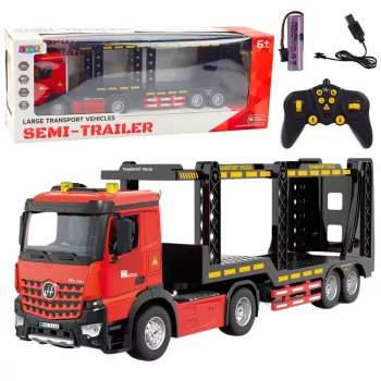 LEAN TOYS Large Lora Tow Truck nuotolinio valdymo vilkikas RC 2.4G 6CH raudonas