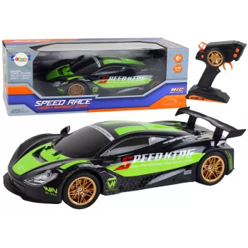 LEAN TOYS Didelis nuotoliniu būdu valdomas sportinis automobilis 1:10 Žalias ir Juodas