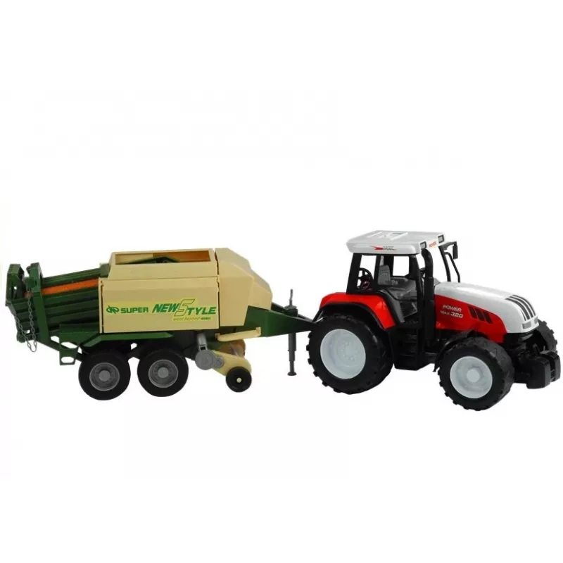 LEAN TOYS Didelis traktorius su priekaba Žemės ūkio mašina 65 cm