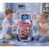 LEAN TOYS Gydytojo rinkinys su vežimėliu, rentgeno aparatu, širdies monitoriumi su šviesomis, rožinis, 16 dalių
