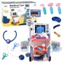 LEAN TOYS Gydytojo rinkinys su vežimėliu, rentgeno aparatu, širdies monitoriumi su šviesomis, rožinis, 16 dalių