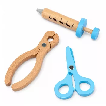 LEAN TOYS Little Doctor's rinkinys - Medicininiai įrankiai - Realūs aksesuarai - 36 vnt.