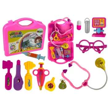 LEAN TOYS Little Doctor Set Case Pink Stethoscope