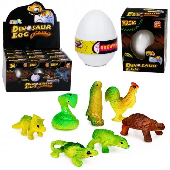 LEAN TOYS Magic Egg Hatching Dinosaur in Water Egg White 6,5 cm
