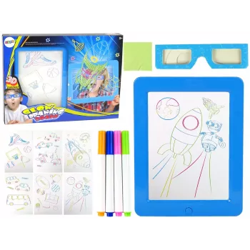 LEAN TOYS Magic Illuminated 3D Whiteboard Glasses Blue