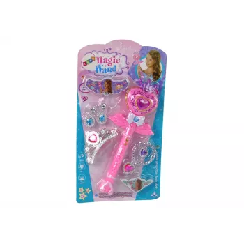 LEAN TOYS Magical Fairy Tale Princesses Set su interaktyvia lazdele, šviesa, garsu ir žvaigždžių projektoriumi