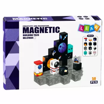 LEAN TOYS Magnetiniai statybos blokeliai 50 dalių – 3D pikselių vienaragio kubeliai, ABS plastikas, kūrybinis konstravimo žaislas
