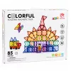 LEAN TOYS Magnetiniai konstravimo blokeliai 3D plokštės Kūrybiniai STEM spalvoti 85 vnt.