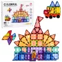LEAN TOYS Magnetiniai konstravimo blokeliai 3D plokštės Kūrybiniai STEM spalvoti 85 vnt.
