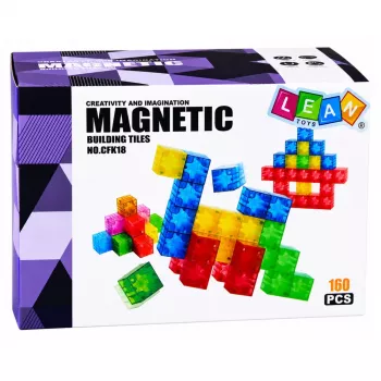 LEAN TOYS Magnetiniai konstrukciniai kubeliai Spalvoti 3D kubeliai 160 vnt.
