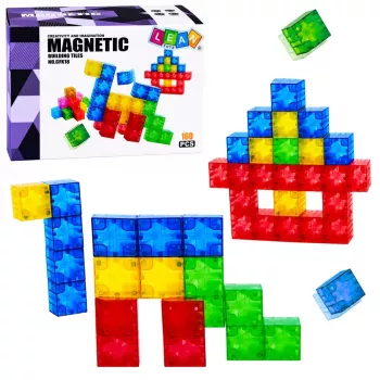 LEAN TOYS Magnetiniai konstrukciniai kubeliai Spalvoti 3D kubeliai 160 vnt.
