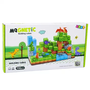 LEAN TOYS Magnetiniai konstruktoriaus kubeliai Cubes Square World 3D, 114 dalių