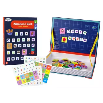 LEAN TOYS Magnetinė dėlionė knygelė Anglų abėcėlė su paveikslėliais
