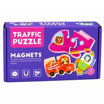 LEAN TOYS Magnetinė dėlionė Transporto priemonės 30 dalių