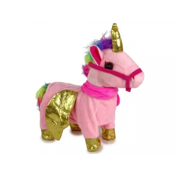LEAN TOYS Mascot Interactive Horse Pink Golden Wings Music