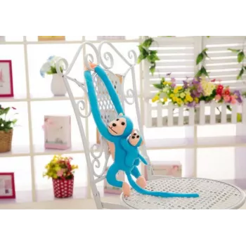 LEAN TOYS Mascot Plush Monkey with Baby, Blue 90 cm