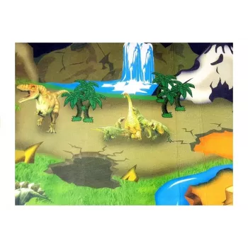 LEAN TOYS kilimėlis su dinozaurais – neslystantis edukacinis kilimėlis vaikams, 12+ mėn., patvarus poliesteris, dinozaurų tema, skirtas patalpoms
