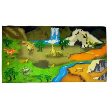 LEAN TOYS kilimėlis su dinozaurais – neslystantis edukacinis kilimėlis vaikams, 12+ mėn., patvarus poliesteris, dinozaurų tema, skirtas patalpoms