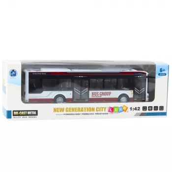 LEAN TOYS Metal City autobusas su garsu ir šviesomis 1:42