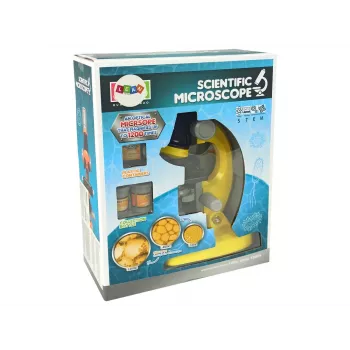LEAN TOYS Mikroskopas „Mokslininkui“ Edukacinis Rinkinys Geltonas 100x 400x 1200x