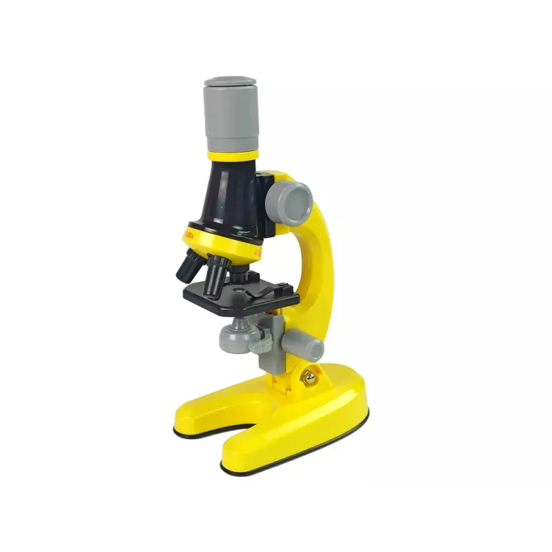 LEAN TOYS Mikroskopas „Mokslininkui“ Edukacinis Rinkinys Geltonas 100x 400x 1200x