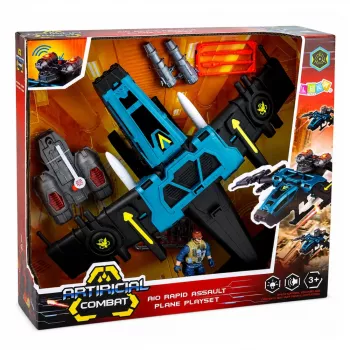 LEAN TOYS Military Attack Plane su kareivio figūrėle, paleidimo įrenginiais, šviesomis ir garsais