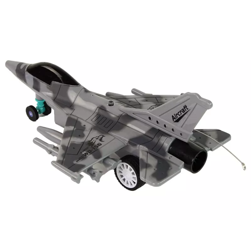 LEAN TOYS Military Jet Fighter Remote Controlled RC Airplane Gray Lights