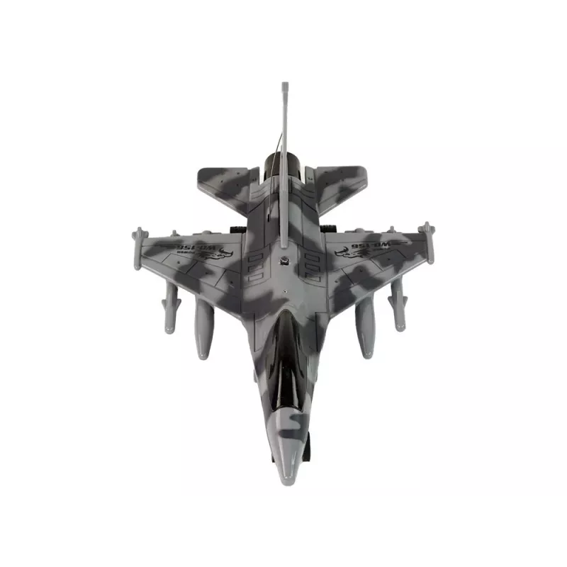LEAN TOYS Military Jet Fighter Remote Controlled RC Airplane Gray Lights