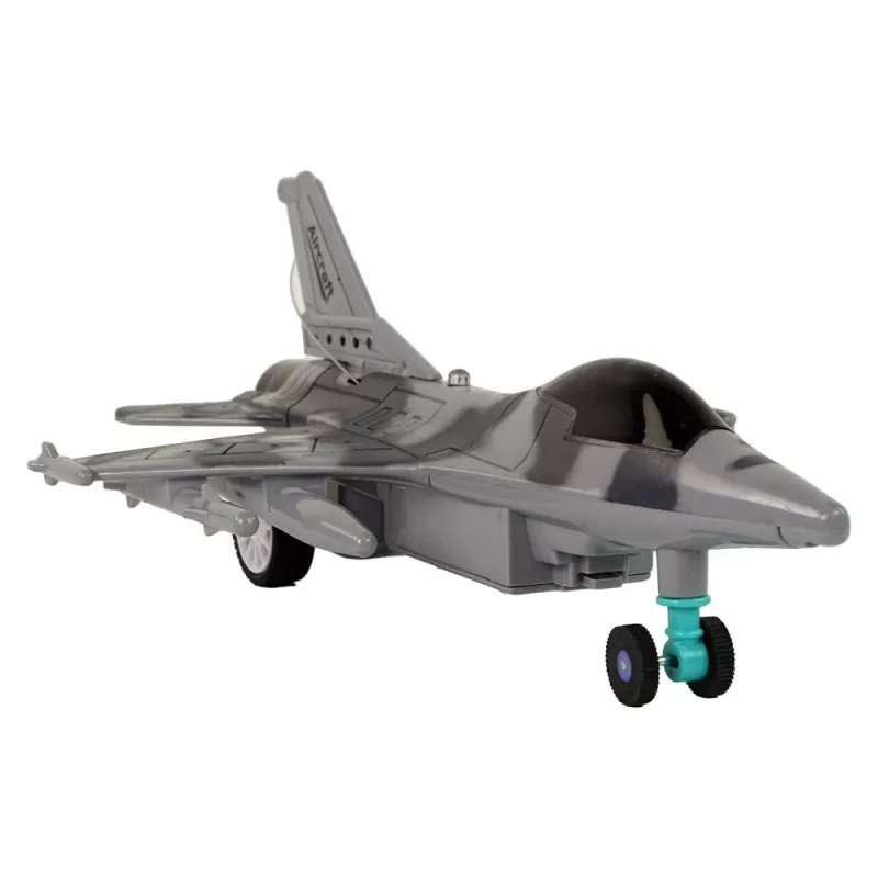 LEAN TOYS Military Jet Fighter Remote Controlled RC Airplane Gray Lights