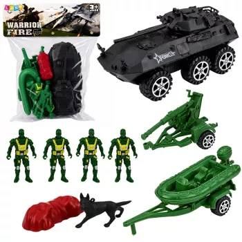LEAN TOYS Karinis rinkinys Su kariais ir šarvuočiu, 14 dalių