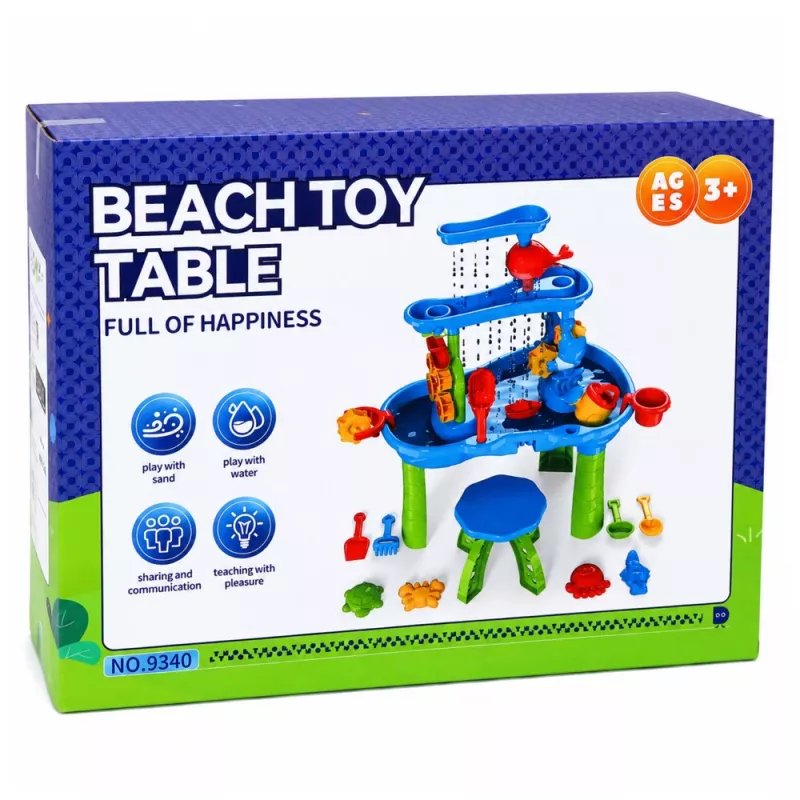 LEAN TOYS daugiapakopis vandens stalas su kėdute ir priedais 63 cm