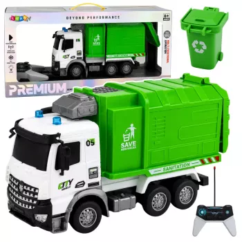 LEAN TOYS komunalinė transporto priemonė radijo bangomis valdomas šiukšliavežis RC konteineris šiukšliadėžė žibintai 1:14