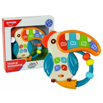 LEAN TOYS Muzikinis Pianinas Parrot Sounds Lights Beads