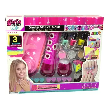 LEAN TOYS Nagų dažymo rinkinys su blizgučių dozatoriumi ir lipdukais