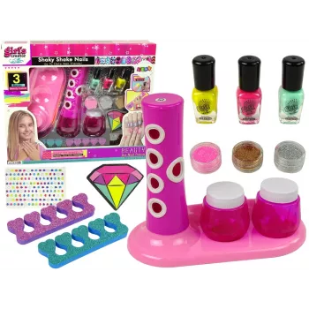LEAN TOYS Nagų dažymo rinkinys su blizgučių dozatoriumi ir lipdukais