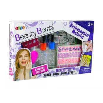 LEAN TOYS Nail Painting Set Nail Lacquers Glitter Stickers Rings