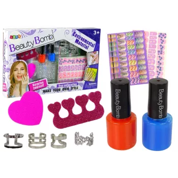 LEAN TOYS Nail Painting Set Nail Lacquers Glitter Stickers Rings