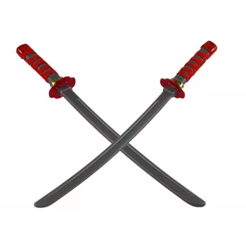 LEAN TOYS Ninja rinkinys su kauke, kardu, durklais, shurikenais, lanku ir strėlėmis – raudonos dekoracijos (10 dalių)