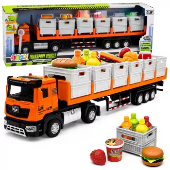 LEAN TOYS Oranžinis maisto transportavimo sunkvežimis 1:40 diecast modelis