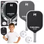LEAN TOYS Pickleball Tennis Badminton Racket Set su 2 kamuoliukais, juoda ir pilka