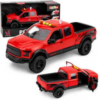 LEAN TOYS Pickup Truck 1:12 RC su atsidarančiomis durimis, galiniais žibintais ir garsais – raudonas