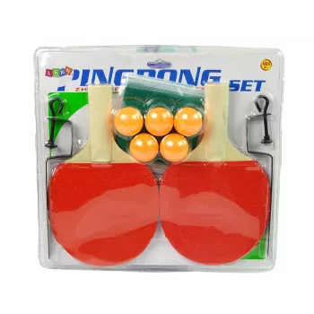 LEAN TOYS Ping Pong rinkinys, stalo teniso raketės, 5 kamuoliukai ir tinklas