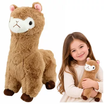 LEAN TOYS Alpakos minkštas žaislas 28 cm, smėlio spalvos