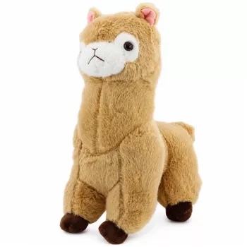 LEAN TOYS pliušinė alpaka lama minkštas žaislas - kreminis, 28 cm, minkštas pliušinis su itin minkštu kailiu