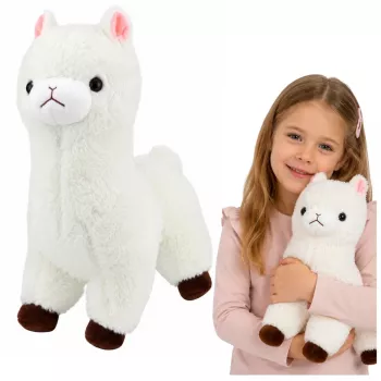 LEAN TOYS pliušinė alpaka minkštas baltas kailis 28 cm