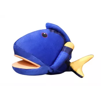 LEAN TOYS Plush Blue Fish Mascot Puppet 25 cm