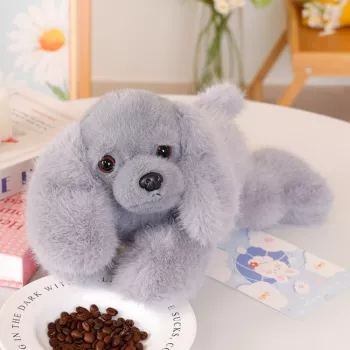 LEAN TOYS pliušinis kokerspanielis su pasvertomis letenėlėmis, pilkas, 30 cm